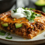 Served slice of gluten-free tamale pie