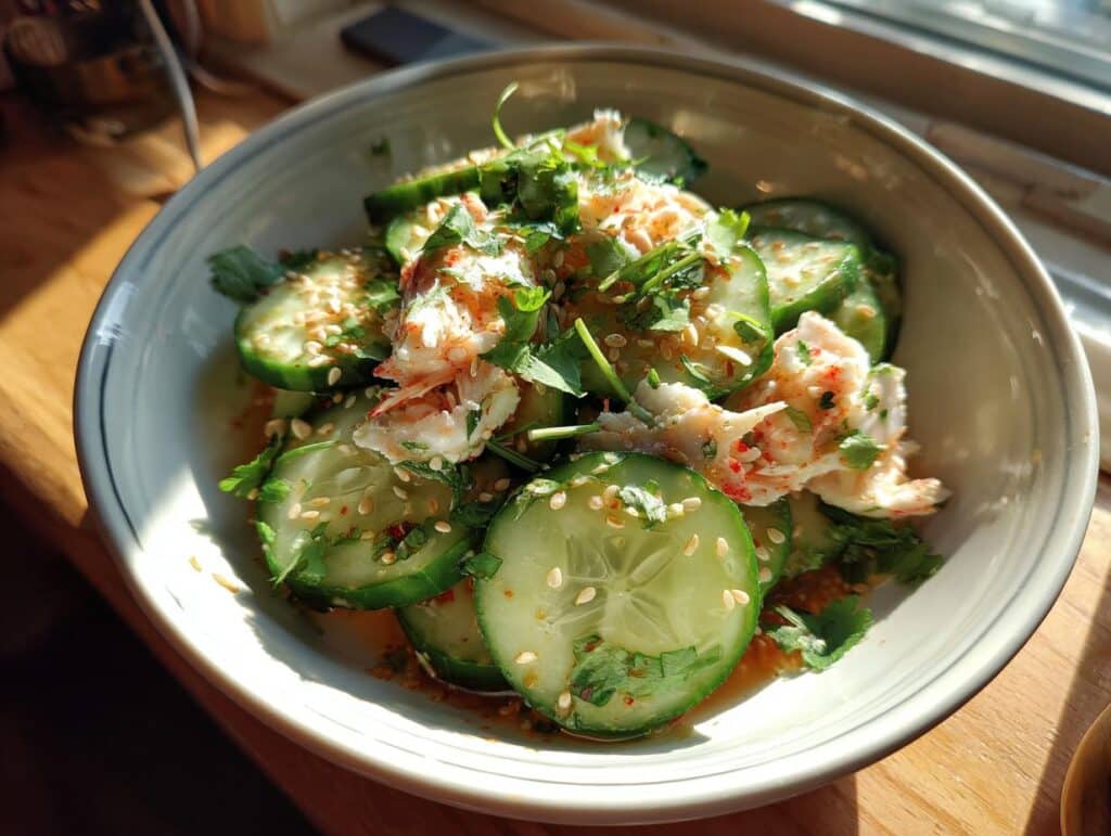 asian cucumber salad with crab meat